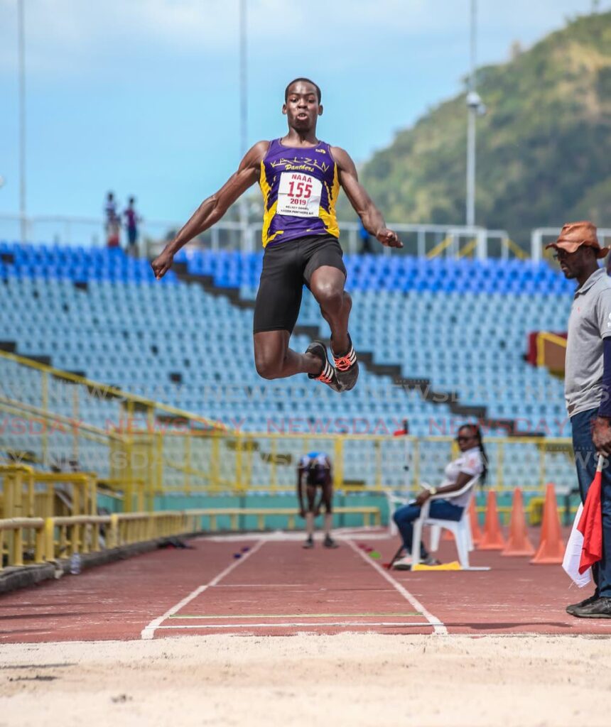 Trinidad and Tobago's Kelsey Daniel earned silver in the men's long jump during action at the 2021 Junior Pan American Games, in Cali Colombia, on Wednesday. - Photo by Jeff Mayers
