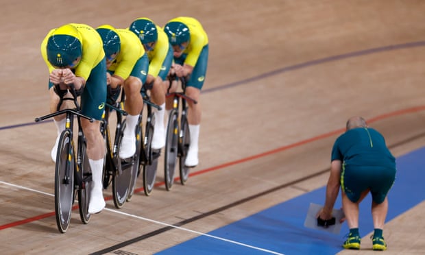 Australia won only one medal in the velodrome at the Tokyo Olympics – bronze in the men’s team pursuit. Photograph: Odd Andersen/AFP/Getty Images