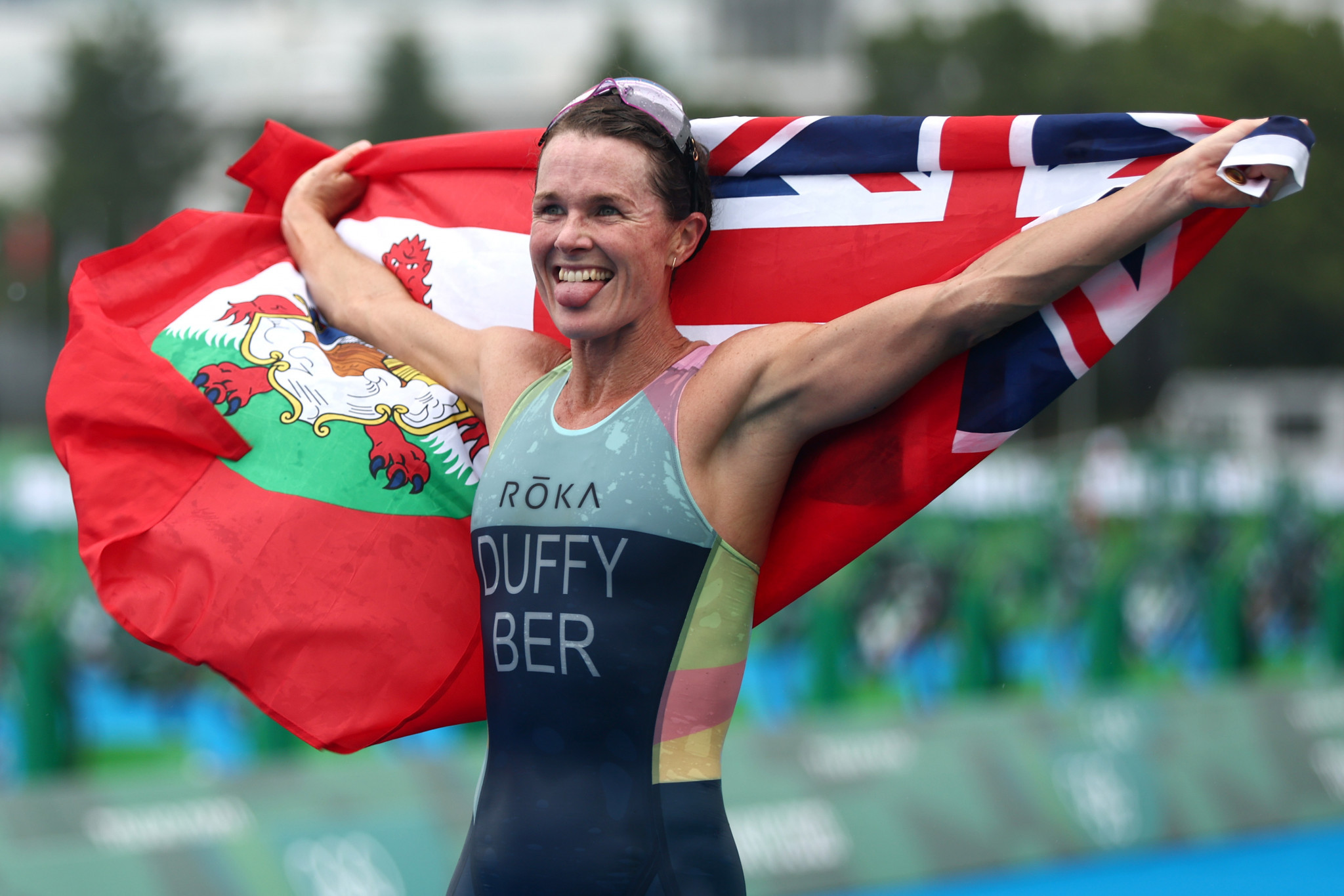 Flora Duffy became the first athlete from Bermuda to win an Olympic gold medal when she triumphed in the triathlon at Tokyo 2020 ©Getty Images