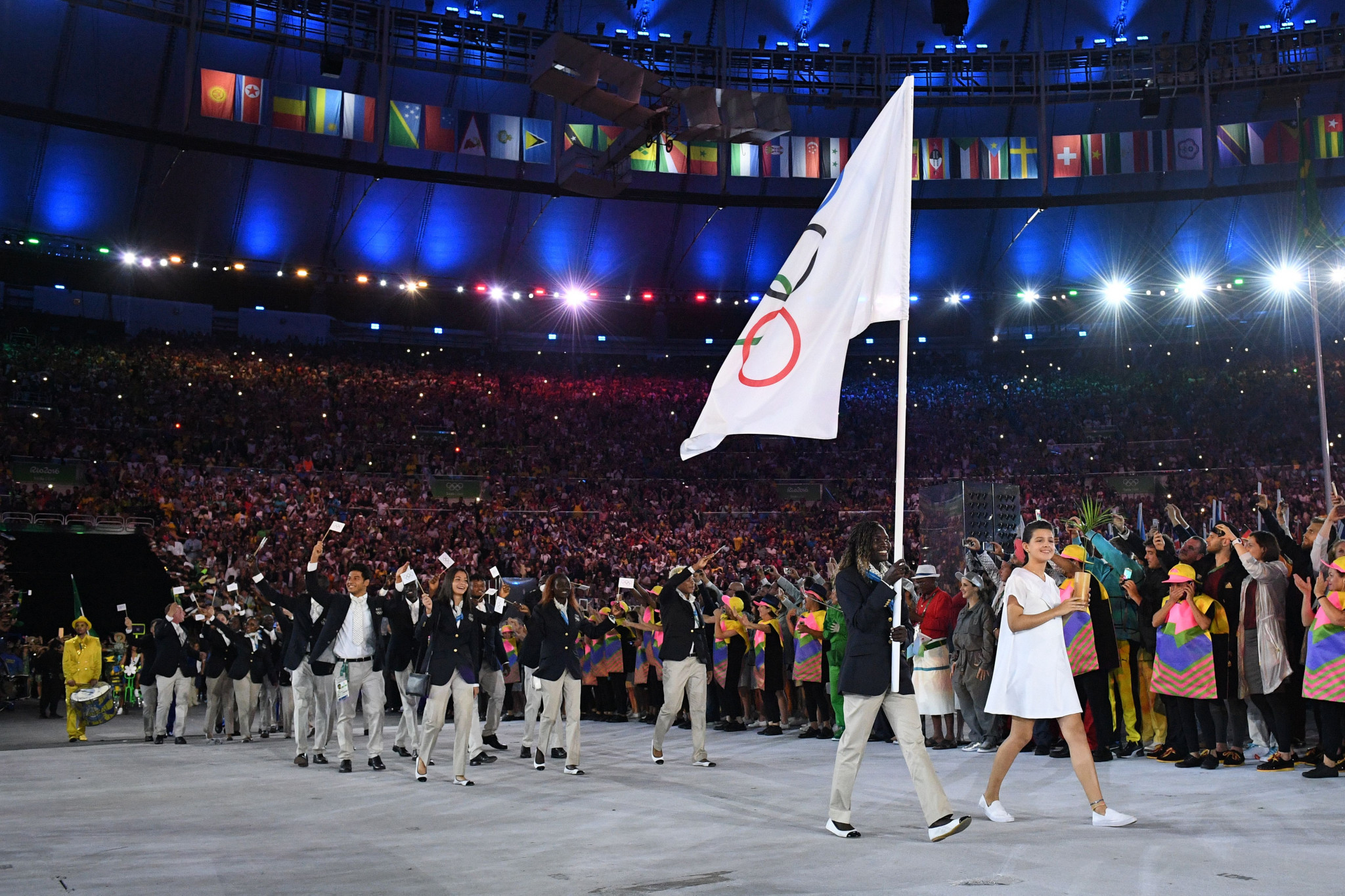 Rose Nathike Lokonyen was the Refugee Olympic Team flagbearer at the Rio 2016 Opening Ceremony ©Getty Images