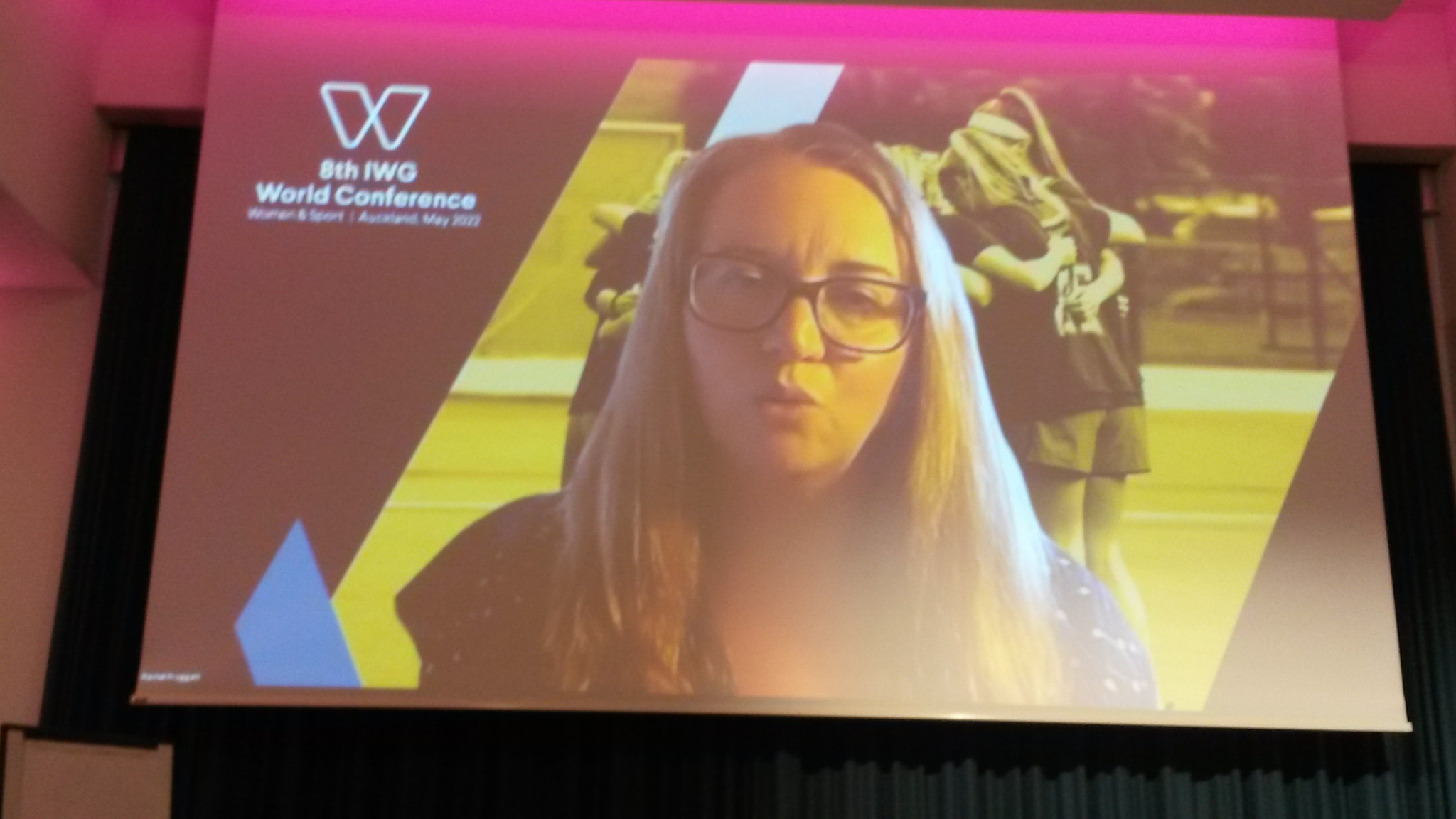 Rachel Froggatt, the IWG secretary general, announcing her organisation's new partnership with the IOC via live link at the Smart Cities and Sport Summit in Copenhagen ©ITG