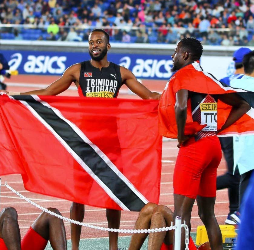 TT sprinter Deon Lendore, seen holding the national flag, in this photo posted to his Instagram account. -