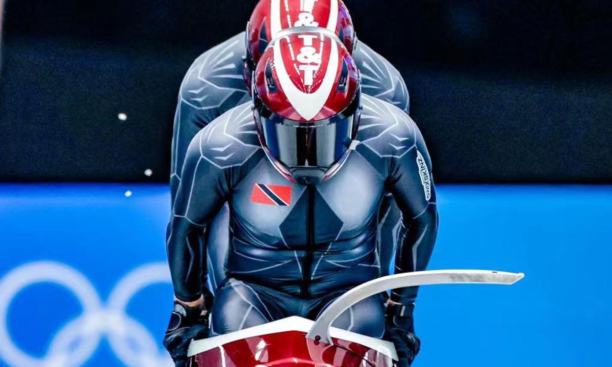 The Trinidad and Tobago men's bobsleigh team Photo: Courtesy of Brian Lewis, President of the Trinidad and Tobago Olympic Committee