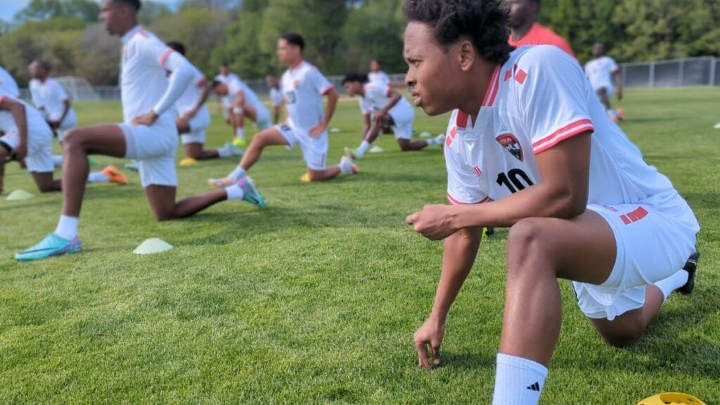 TT's Real Gill (R) takes part in a team training session, on March 19, 2024, in Frisco, Texas. - Photo courtesy TTFA Media (Image obtained at newsday.co.tt)