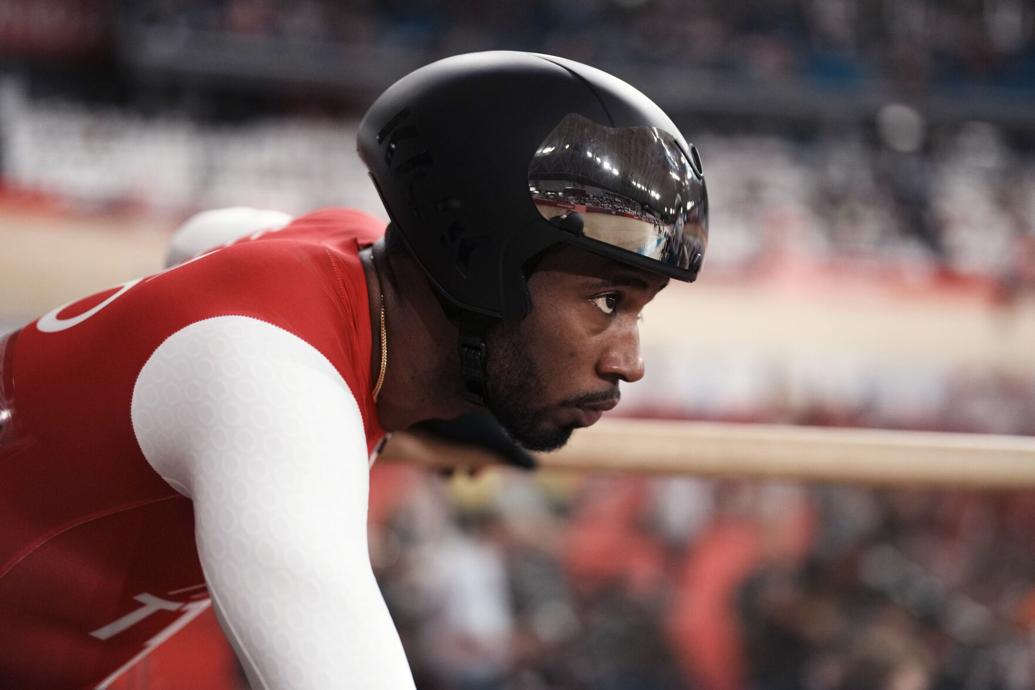 COPPED KEIRIN GOLD: T&T’s Kwesi Browne.  Thibault Camus (Image obtained at trinidadexpress.com)